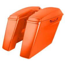 Performance Orange Harley® Touring Dual Blocked Extended 4" Stretched Saddlebags from HOGWORKZ® left anglePerformance Orange Harley® Touring Dual Blocked Extended 4" Stretched Saddlebags from HOGWORKZ® right anglePerformance Orange Harley® Touring Dual Bl
