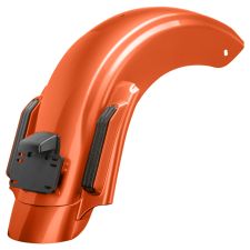 Harley® touring Performance Orange Stretched Rear Fender System angle