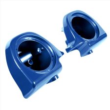 Superior Blue Lower Vented Fairing Speaker Pod Mounts non rushmore style front for Harley® Touring motorcycles from HOGWORKZ® angle