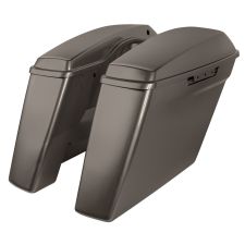 River Rock Gray Harley® Touring Dual Blocked Extended 4" Stretched Saddlebags from HOGWORKZ® left angle