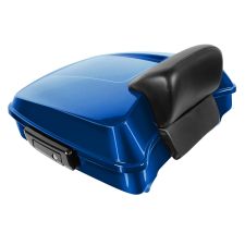 Superior Blue Harley Touring Chopped Tour Pack with Slim Backrest and Black Hardware from HOGWORKZ angle