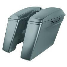 Silver Pine Harley® Touring Dual Blocked Extended 4" Stretched Saddlebags from HOGWORKZ® left angle