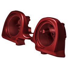 Redline Red Lower Vented Fairing Speaker Pod Mounts non rushmore style front for Harley® Touring motorcycles from HOGWORKZ® angle