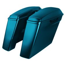 Tahitian Teal Harley® Touring Dual Blocked Extended 4" Stretched Saddlebags from HOGWORKZ® left angleTahitian Teal Harley® Touring Dual Blocked Extended 4" Stretched Saddlebags from HOGWORKZ® right angleTahitian Teal Harley® Touring Dual Blocked Extended 