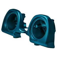 Tahitian Teal Lower Vented Fairing Speaker Pod Mounts non rushmore style front for Harley® Touring motorcycles from HOGWORKZ® angle