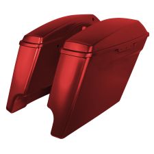 Velocity Red Sunglo dual cut stretched saddlebags for Harley-Davidson®