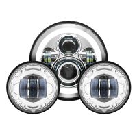 7" LED Chrome HALOMAKER® Headlight with Auxiliary Passing Lamps for Harley® Touring & Softail