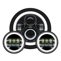 7" LED Black HALOMAKER® Headlight (Daymaker Replacement) with Auxiliary Passing Lamps for Harley® Touring & Softail package