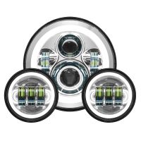 Harley® touring LED HALOMAKER Headlight in chrome from HOGWORKZ SIDE angle